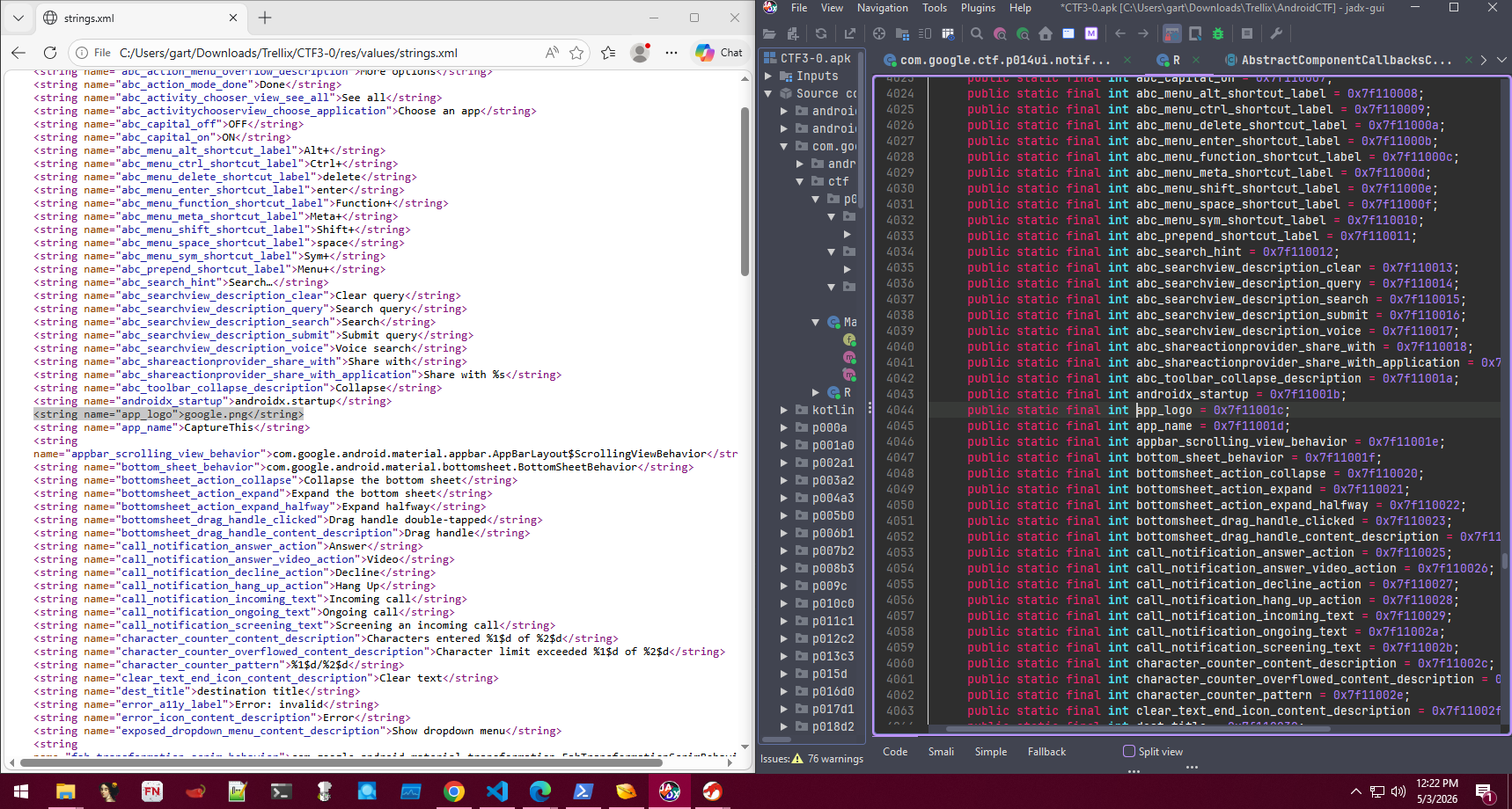 The app_logo string resource pointing to google.png