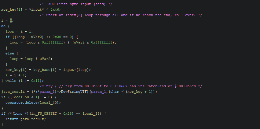 Native Fragment key-generation routine in Ghidra